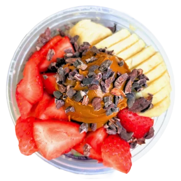 Oatmeal Bowl Number 2 - Oatmeal, Bananas, Strawberries, Biscoff Cookie Butter, Organic Cacao Nibs, & Organic Raw Honey